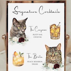 Cat Signature Drink Sign, Dog Signature Drink, Cat Signature Cocktails, Cat Signature Cocktail Sign, Cat Signature Cocktail Sign Wedding,