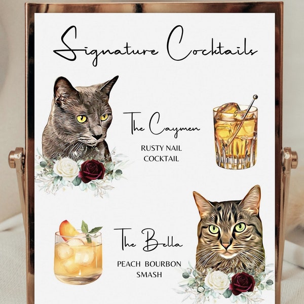 Cat Signature Drink Sign, Dog Signature Drink, Cat Signature Cocktails, Cat Signature Cocktail Sign, Cat Signature Cocktail Sign Wedding,