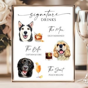 Custom Pet Signature Drink Sign: Dog & Cocktail Bar Menu (PDF Format)
