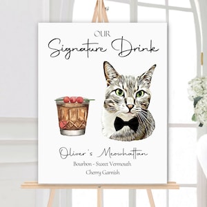 Cat Drink Sign Wedding, Cat Drink Sign. Cat Cocktail Sign, Signature Drinks Sign Dog, Signature Cocktail Sign Pet