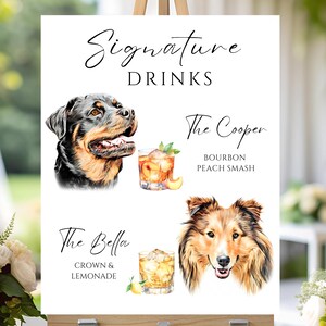 Custom Pet Signature Drink Sign: Dog & Cocktail Bar Menu (PDF Format)