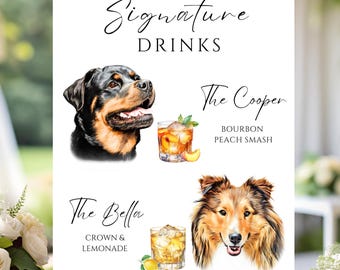 Cartello personalizzato per bevande con firma per animali domestici: menu per bar per cani e cocktail (formato PDF)