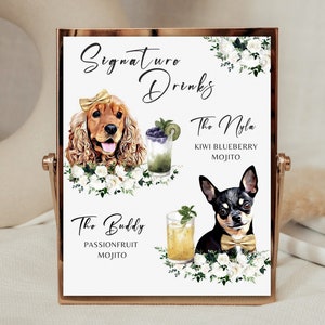 Signature Drink Sign Dog, Signature Drink Sign Dogs, Signature Drink Sign Pet, Wedding Signature Drink Sign Pet