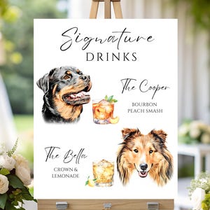 Pet Signature Drink Sign Custom Dog Signature Drink Cocktail Sign Wedding Pet Drink Signs Cat Signature Drink Sign Pet Wedding Drink Menu