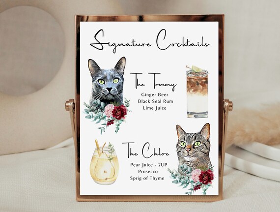 Cat Signature Drink Sign, Cat Signature Drink, Cat Signature Cocktails, Cat Signature Cocktail Sign, Cat Signature Cocktail Sign Wedding, Il_570xn