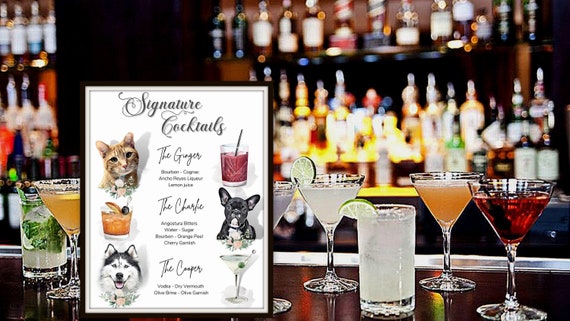 Pet Signature Drink Sign Wedding, Pet Signature Cocktail Sign Drink Sign with Pet Digital, Dog Drink Wedding Sign, Signature Drinks Sign Pet Il_570xn