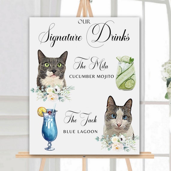 Cat Signature Drink Sign, Cat Signature Drink, Cat Signature Cocktails, Cat Signature Cocktail Sign, Cat Signature Cocktail Sign Wedding, Il_570xn