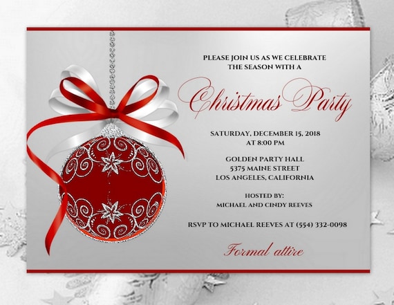 elegant christmas party invitation ornament christmas invitation