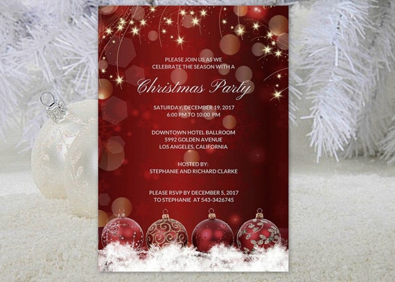 elegant christmas party invitations christmas party invitation red