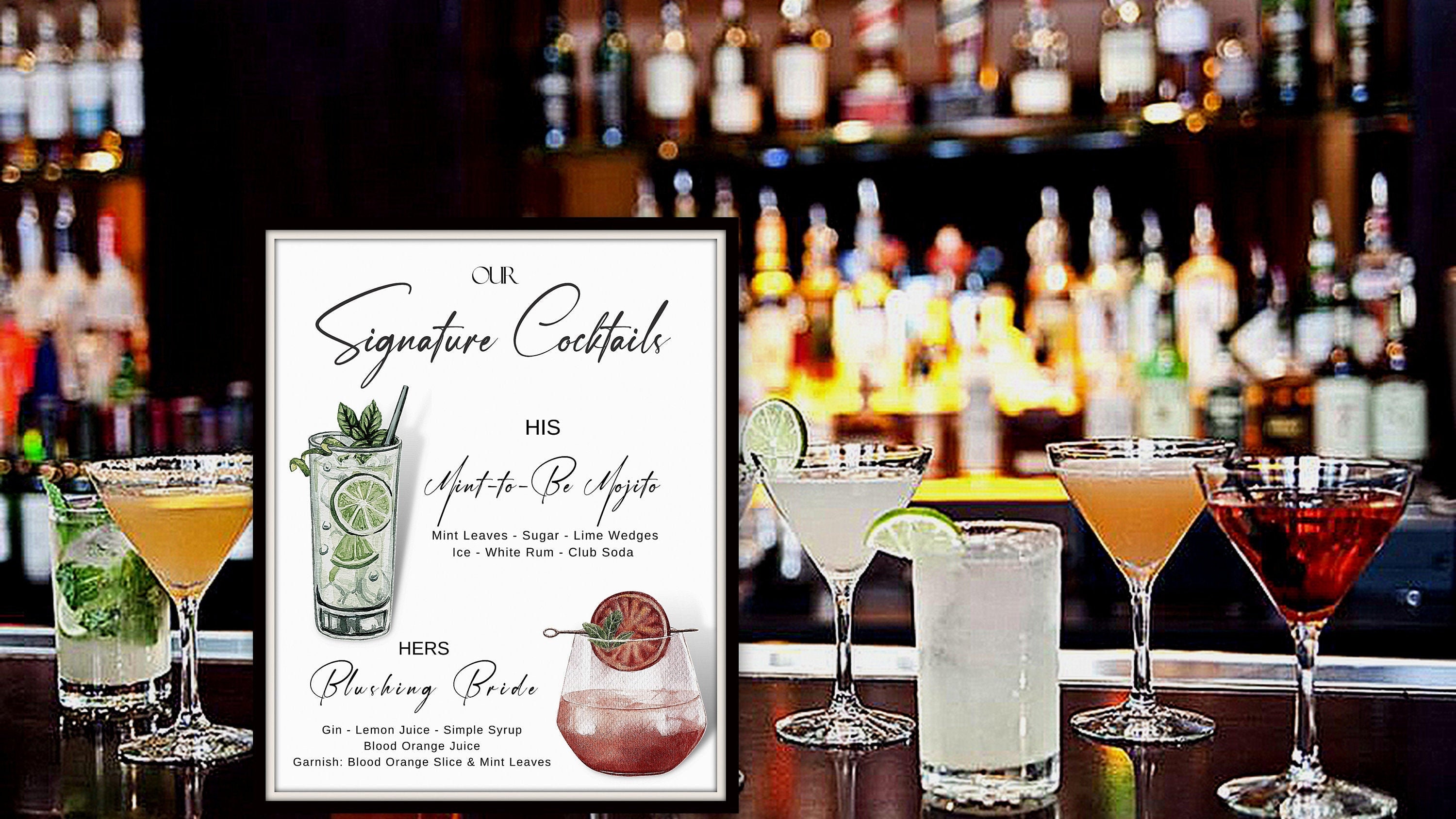 His and Hers Drink Sign Wedding Signature Drink Sign Bride Etsy