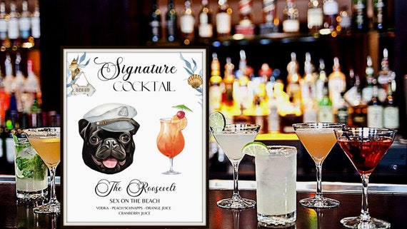 Nautical Pet Signature Drink Sign, Pet Signature Drink Sign, Dog Signature Drink Sign, Beach Wedding Signature Cocktail Sign Il_570xn