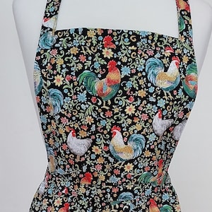 Roosters bibbed apron