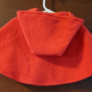 Hooded red fleece capelet in choice of 3 infant sizes