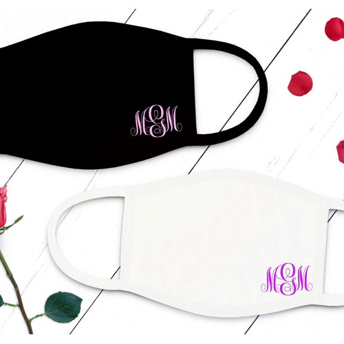 Monogram Personalized Name Face Mask Cover Cursive Monogram Etsy