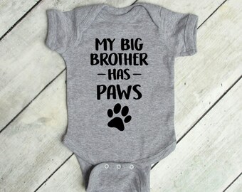 My Big Brother Is A Black Lab Dog Paws Infant Toddler Baby Bodysuit One Piece