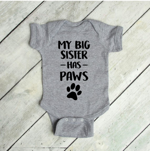 Big Sister Has Paws Dog Lover Cat Owner Pet Unisex Baby Infant Romper Newborn