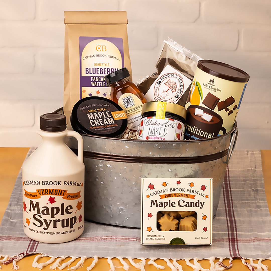 Vermont Gift Basket Vermont Maple Syrup Maple Candy Food Gift Basket Etsy