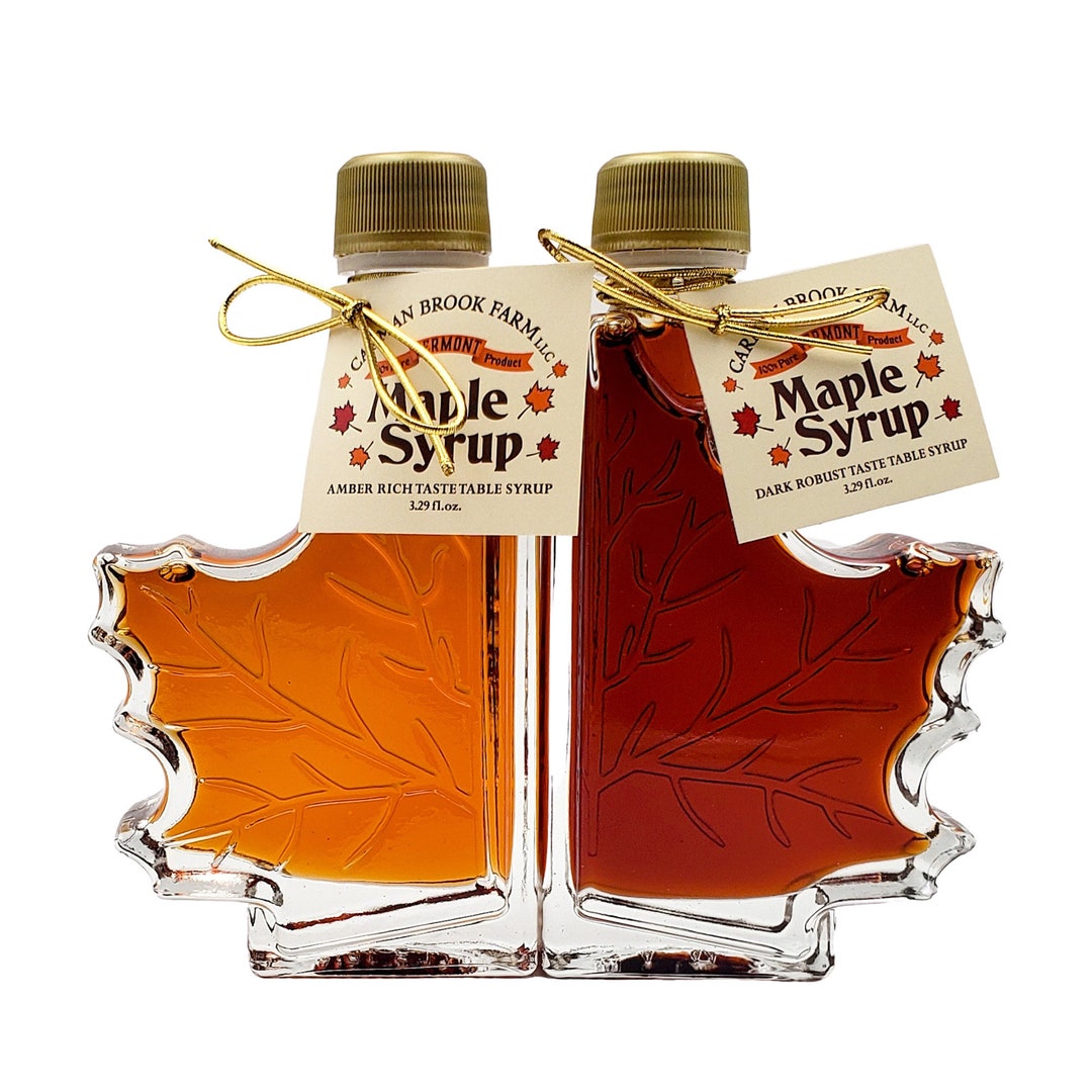 Maple Syrup in Split Maple Leaf Glass 3.29 Oz. Set Vermont Maple Syrup ...