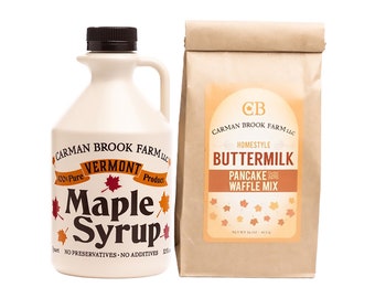 Quart of Maple Syrup & Pancake Mix | Vermont Food Gift | Vermont Maple Gift