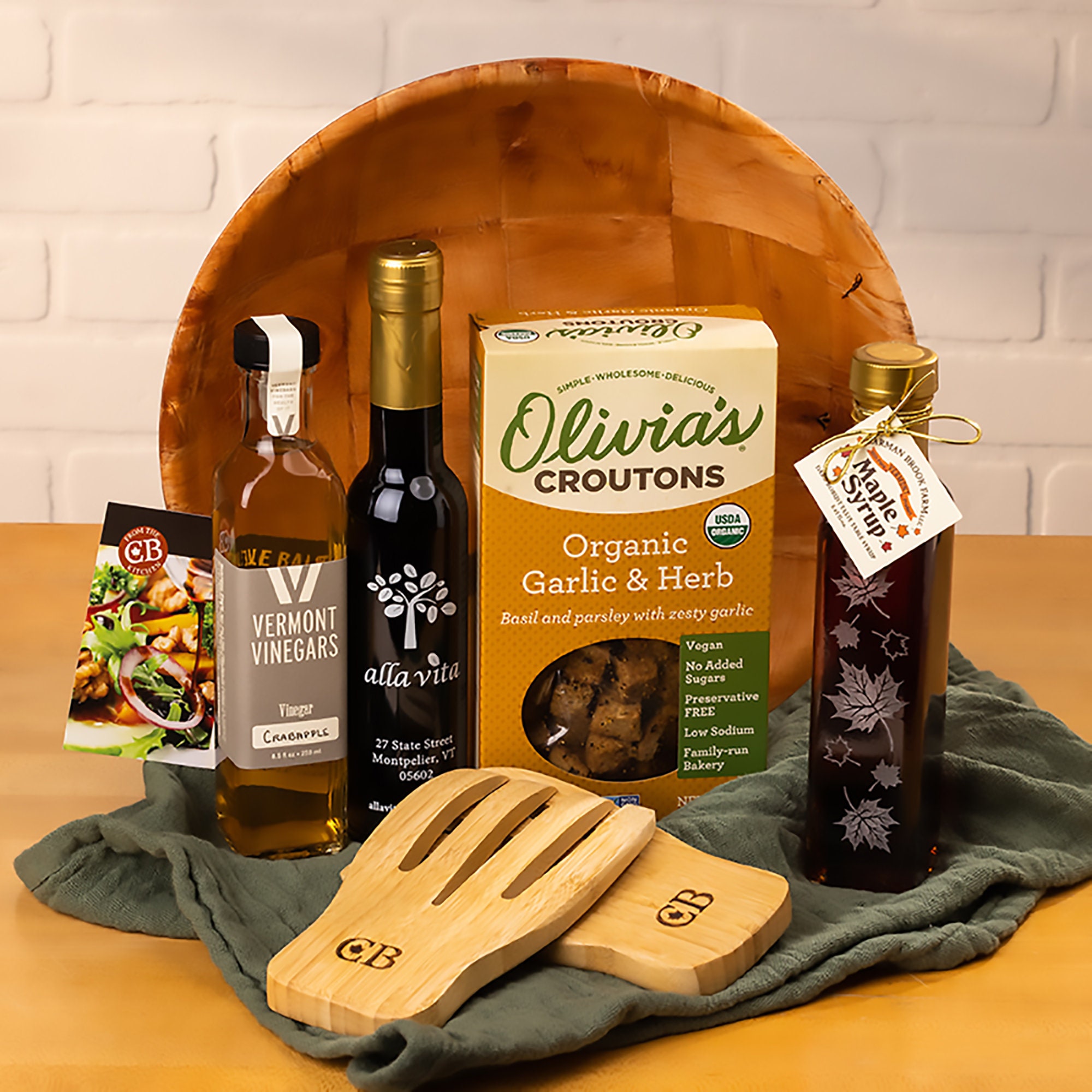 Vegan Salad Bowl Vegan Food Gift Food Gift Basket Wood Salad Bowl Vermont  Maple Syrup 