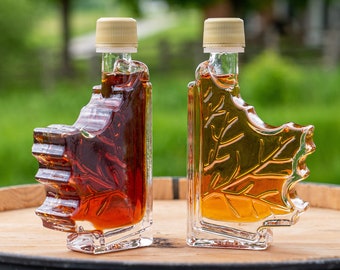 Maple Syrup in Split Maple Leaf Glass (1.7 oz. Set) | Vermont Maple Syrup | Sampler Set Gift