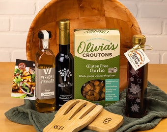 Gluten Free Salad Kit | Wood Salad Bowl | Salad Dressing | Vermont Food Gifts