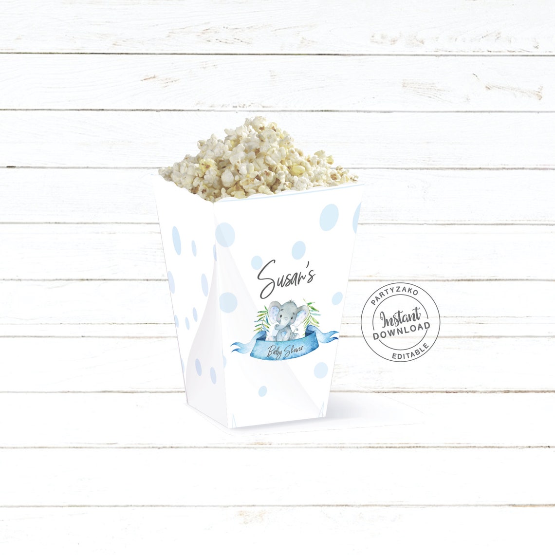 Elephant Popcorn Box Elephant Popcorn Box Template Etsy