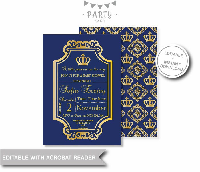 Royal Baby Shower Invitation Little Prince Baby Shower Etsy