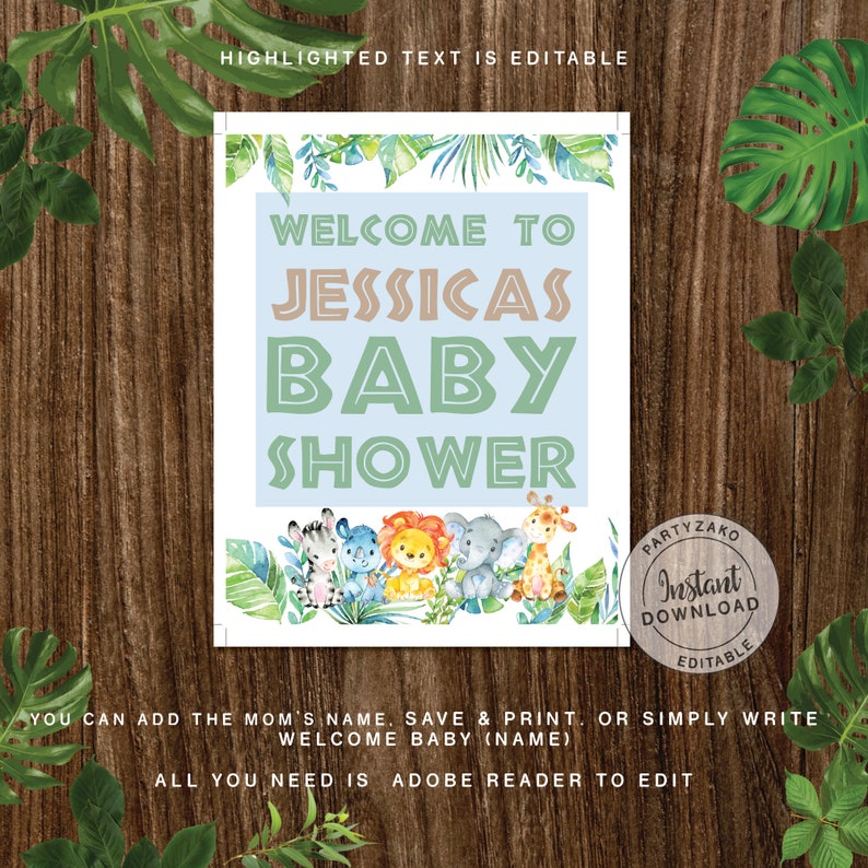 Safari Baby Shower Signs Safari Sign Gifts Etsy