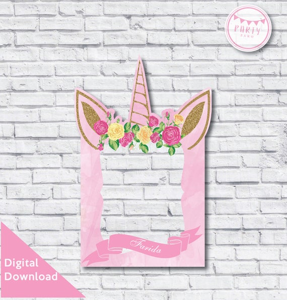 Printable Unicorn Photo Booth Frame Selfie