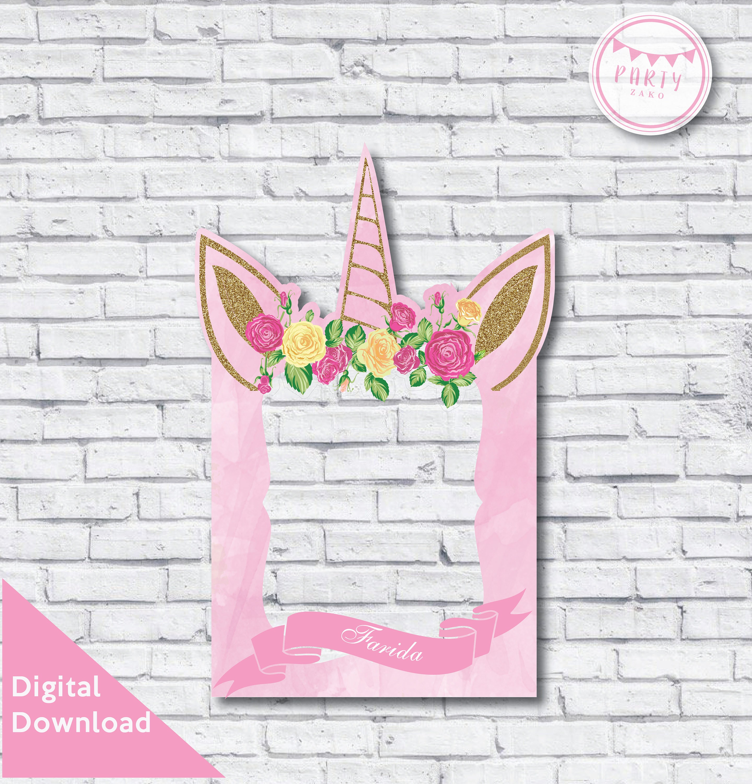 Printable Unicorn Photo Booth Frame Unicorn Photo Booth Etsy