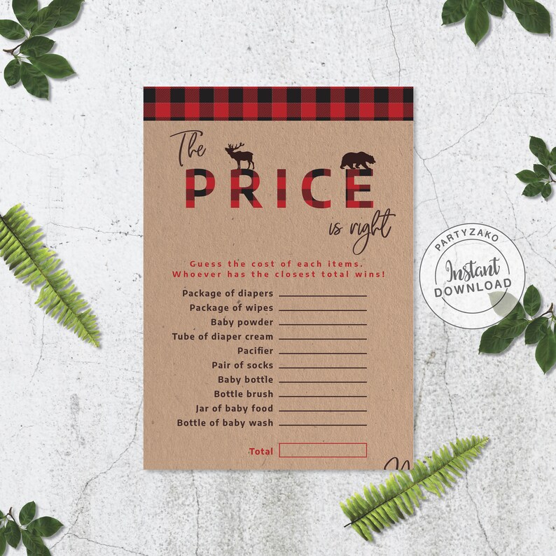Lumberjack Price Is Right Baby Shower Game Etsy