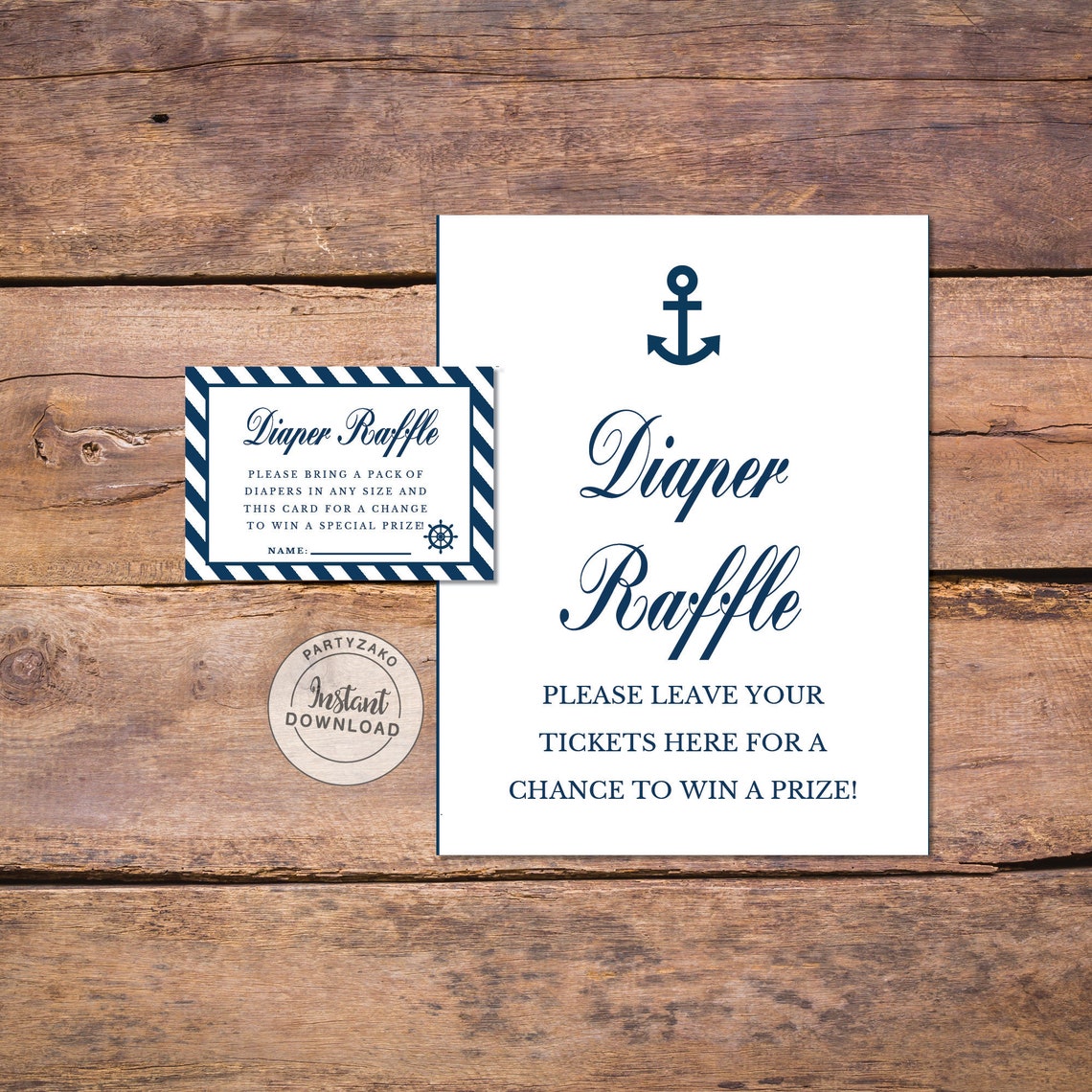 Nautical Diaper Raffle Ticket Printable Nautical Diaper - Etsy