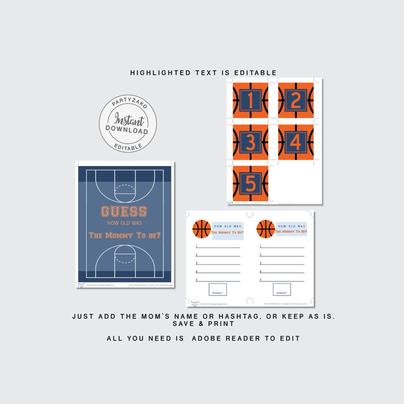 Basketball Baby Shower poster games \u2022 Advice for mom \u2022 Guess the baby food \u2022 Drop your books \u2022 diaper raffle Forest shower games