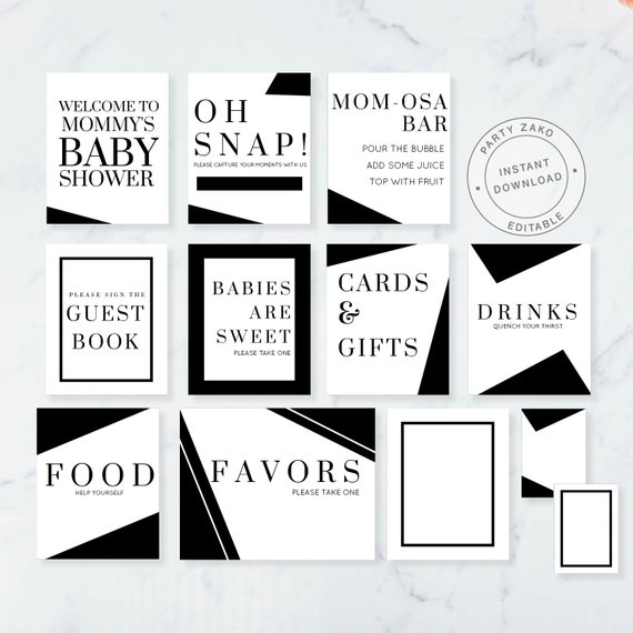baby shower signs black and white baby shower printable etsy black and white pictures for babies printable