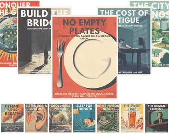 BUNDLE 30 Different WPA Style Public Health Posters (2 Variations)
