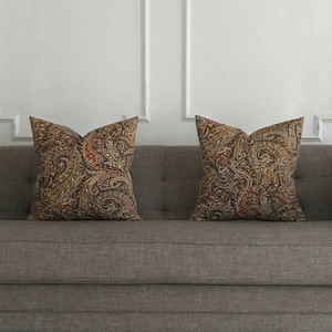 Bronze Teal Paisley Decorative Pillow Cover 20&quot; x 20&quot;
