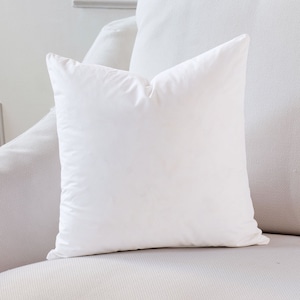 May include: A white throw pillow on a white couch. The pillow is square and has a smooth, soft texture.