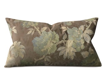 Brown Floral Pillow Etsy