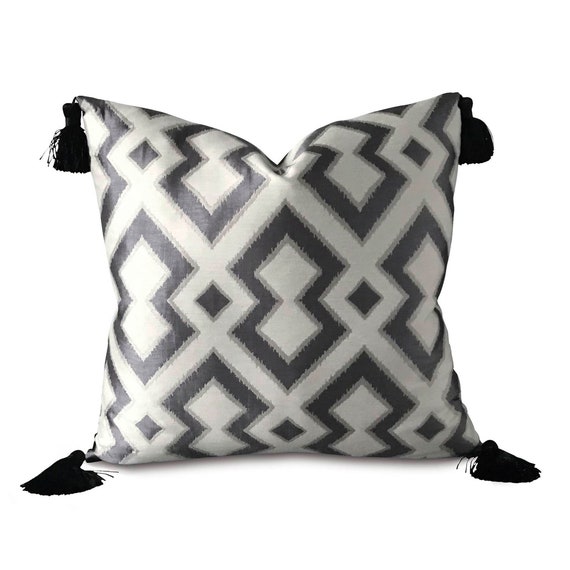 Smoke Trellis Tassel Throw Pillow Cover 22x22 Etsy
