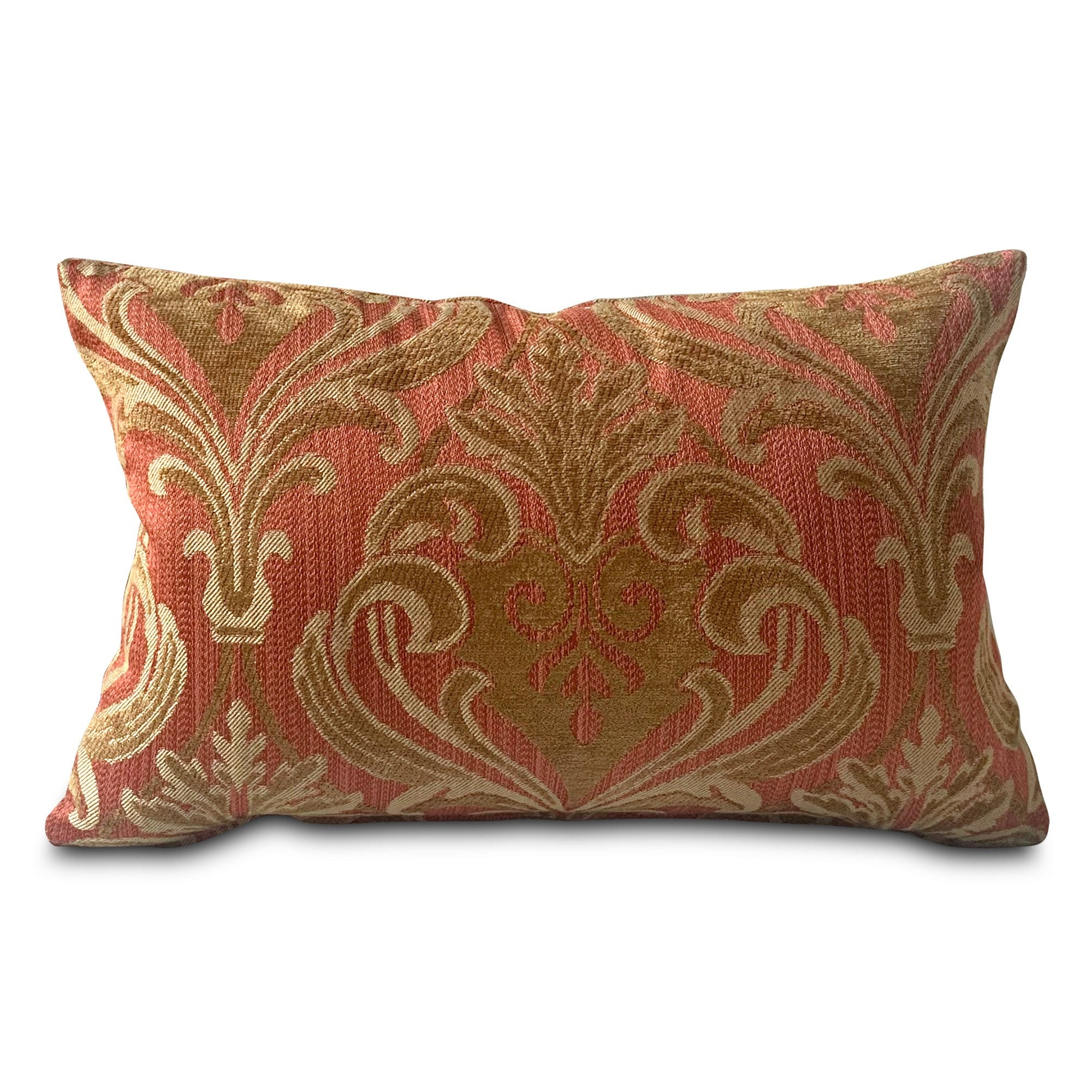 Regal Orange Damask Lumbar Pillow Cover 13x22 Etsy
