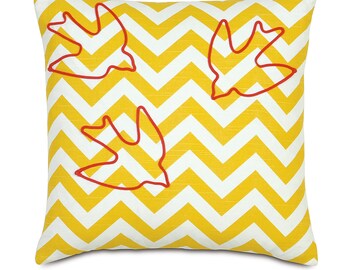 Wild Things Chevron Swallows Throw Pillow Cover 18x18