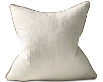 Pearl White Solid Linen Throw Pillow Cover 26x26