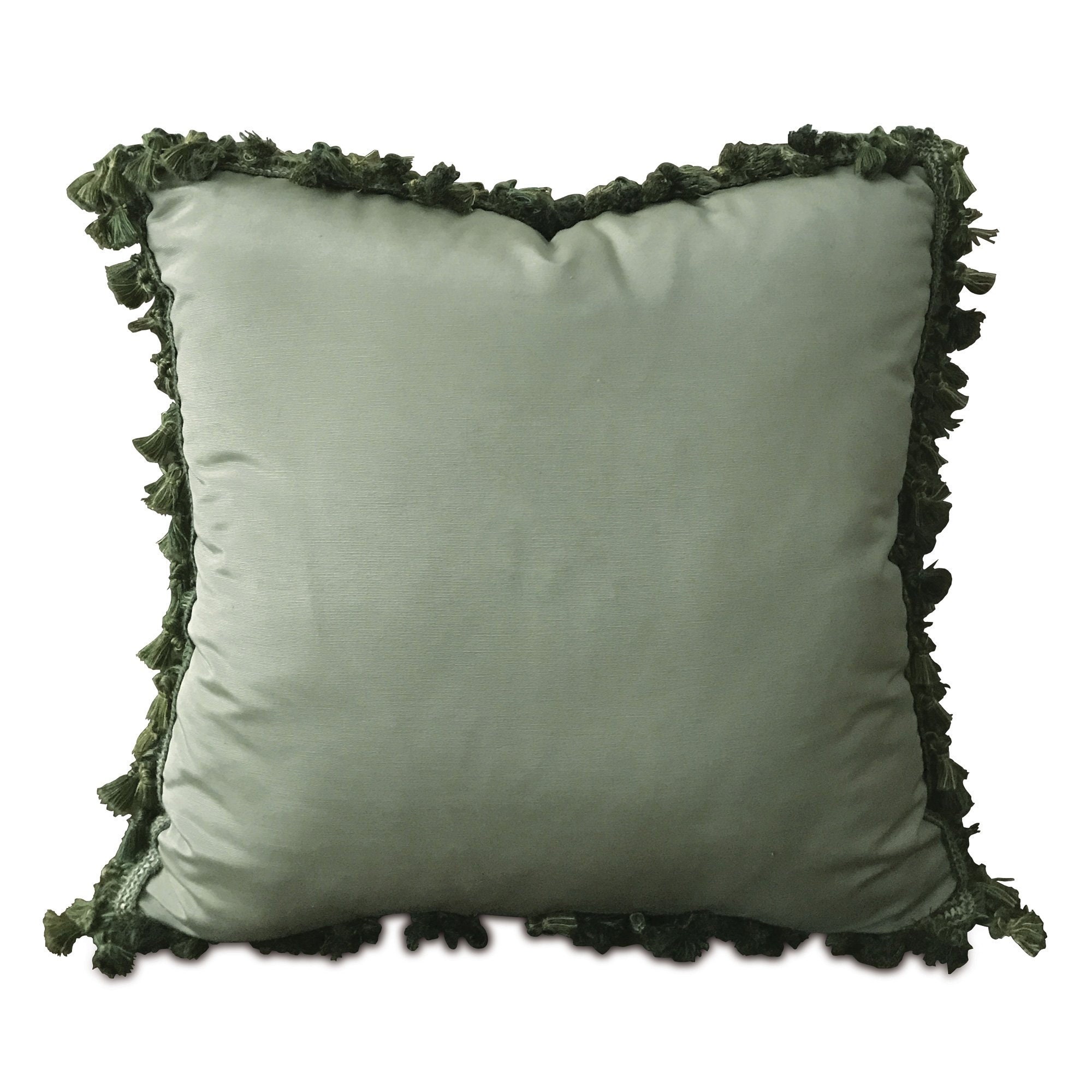 Boho Pale Green Solid Throw Pillow Cover with Tassel Trim Etsy