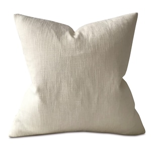 Ivory Solid Linen Throw Pillow Cover 20x20 image 1