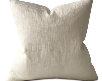 Ivory Solid Linen Throw Pillow Cover 20x20