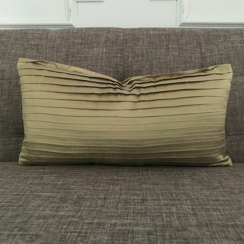 Sage Green Shantung Silk Pleated Rectangular Decorative Pillow Etsy