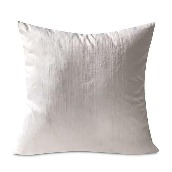 White Solid Silk Dupioni Throw Pillow Cover 20x20