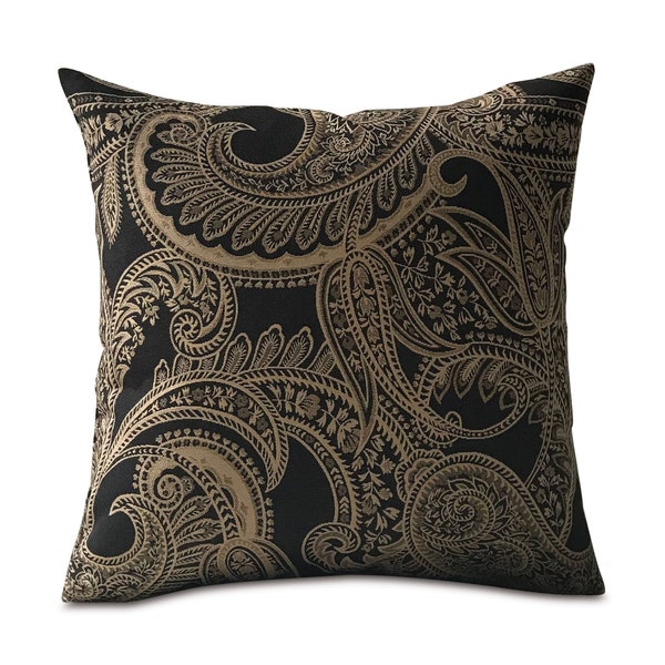 Black Paisley Pillow Etsy