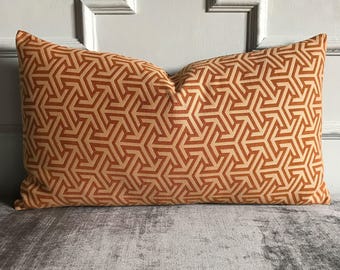 Rust Orange Arrowhead Contemporary Geometric Graphic Weave Decorative Pillow Cover 15" x 26"